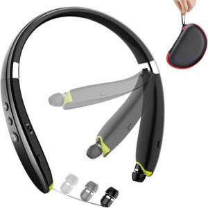 BEARTWO Bluetooth 헤드폰  접이식 이어버드가 있는 업그레이드된 무선 넥밴드