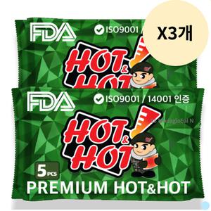 핫앤핫 대용량 겨울 야외활동 핫팩 손난로 그린 160g 30매