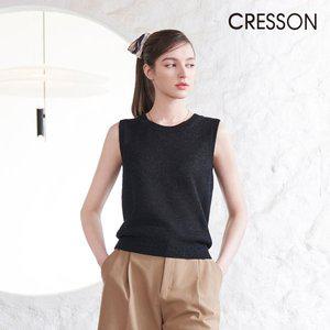 [크레송] 네이비 글리터 슬리브리스 니트탑 C241B901A_25