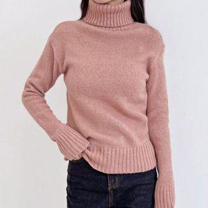 [다잇템]여자 폴라넥 분홍색 민무늬 골지 FW 니트
