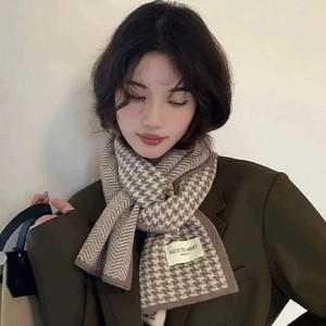 겨울 베이직 니트 체크 울 머플러 공용 커플 목도리