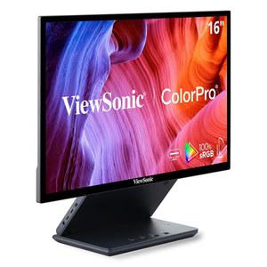 양방향 POWER LOGIC 40W USB C 톤 검증, 공장 보정, 보호 커버가 있는 인체공학적 스탠드에 내장된 VIEWSONIC VP1656 15.6인치 1080P IPS 휴대용 모니터