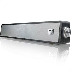 MICA 블루투스 컴퓨터 스피커, 앵글 우드 PC 스피커, 3.5mm 보조 연결, 데스크톱 모니터, 노트북, 태블릿용 유선 USB 전원 컴퓨터 사운드 바 - 그레이(M30T)