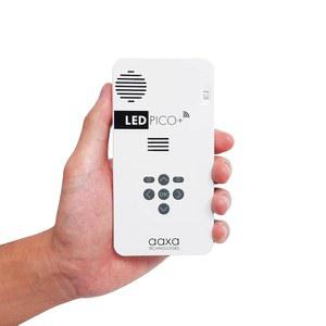 2시간 배터리, 무선 미러링, 미니 HDMI, 온보드 미디어 플레이어 및 스피커, 3.5mm Aux Out, Micro SD /USB 리더, 포켓 사이즈 휴대용 영화 프로젝터를 갖춘 AAXA LED Pico+ 프로젝터