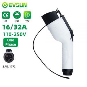 전기차충전기 EVSUN EV 자동차 충전기 플러그 SAE J1772 커넥터 유형 1 16A 3.5KW 32A 7KW 전기 충전 스테