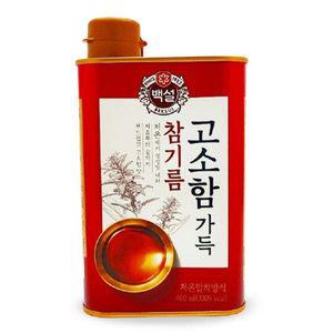 저온압착 참기름 고소한 백설 400ml 캔 들기름 생 국내산 선물세트