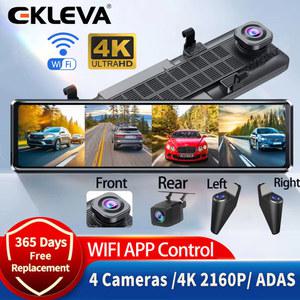 룸미러 블랙박스 EKLEVA 4K 1080P 대시 F40 4채널 기록 ADAS BSD 자동차 DVR WIFI APP 후면보기 미러 자동 카메라 울트라 HD 24H 주차
