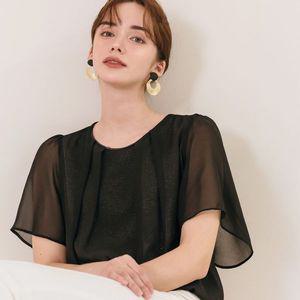 [막스까르띠지오]핀턱 메탈 쉬폰 소매 블라우스_P389132500