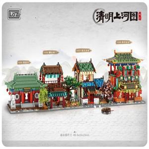 중국 레고 호환 블럭 LOZ 미니 블록 DIY 빌딩 장난감 벽돌 퍼즐 고대 중국 집 가정 장식 선물 1055 1056 10