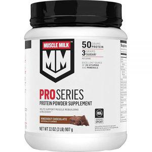 Muscle Milk 프로 시리즈 단백질 파우더 보충제, 녹아웃 초콜릿, 0.9kg(2파운드), 11회분, 단백질 50g, 설
