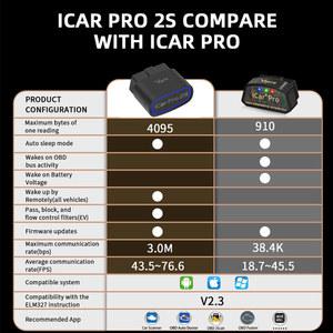 자동차 iCar V2.3 진단 5.3 ELM 2S OBD PC용 Pro 도구 Vgate 업그레이드 ELM327 IOS OBD2 자동 2 스캐너 블루투스 327 안드로이드