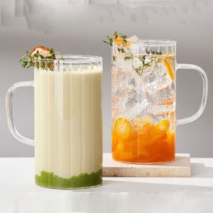 머그컵 유리 머그잔 커피잔 유리컵 430ml 2p/내열 유리잔 양주잔 강화 도자기 머그 컵 세트 뚜껑 손잡이