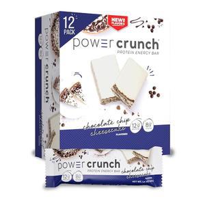 Power Crunch 단백질 웨이퍼 바, 맛있는 맛의 고단백 스낵, 초콜릿 칩 치즈 케이크, 39.7g(1.4온스) (12개)