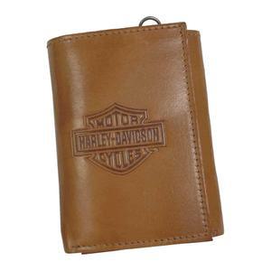 Harley-Davidson 할리데이비슨 남성용 전통 가죽 삼단 지갑 - 내추럴