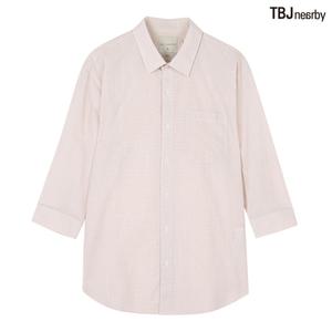 남성 7부 코튼린넨 루즈핏 스트라이프 셔츠 T202SH200P)