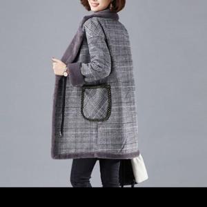 [오노마] ONM 모직코트 체크 퍼안감 퍼자켓 점퍼 겨울 마담코트  23568311)