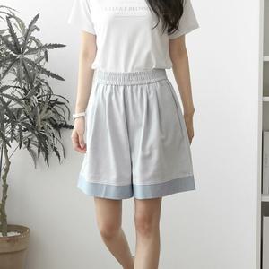 [다잇템] 여자 핀턱 고무줄 3부 SS 넓은 투컬러 엷은 반바지