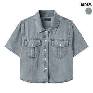 [BNX] 여성 스냅 단추 반팔 데님 자켓