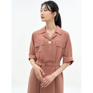 [하프클럽/]셔츠카라 벨티드 원피스 LFOPN601_OR