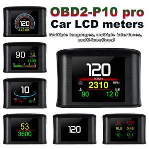 헤드업디스플레이 HUD OBD2 헤드 업 디스플레이 P10 Pro 러시아 언어 자동 전자 컴퓨터 디지털 속도계