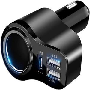 2025 4 in 1 담배 라이터 USB 차량용 충전기 어댑터, PD3.0 36W iPhone Samsung용 초고속 C