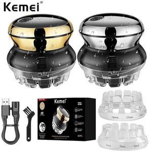 Kemei 887 UFO  심지어 컷 수용 회전식 헤어 트리머 빨 수 단축키 키트 충전식 클리퍼 기계 배터리프