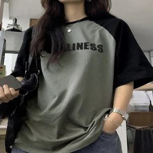 오빵 빅사이즈 여성 반팔 박스티 오버핏 5부티셔츠