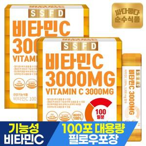비타민C 100 3000mg 2박스(200포) 실속형 / 비타민씨 분말 스틱 파우더