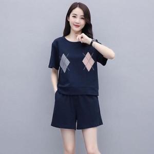 옷자락 여자 여름 트레이닝 기본무늬 반팔 세트