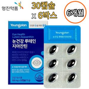 영진약품 루테인 지아잔틴 30캡슐 x6박스 6개월 눈 건강 아연 셀렌 비타민 C B2 B6 E 황반색소 밀도증가