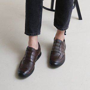 [디아]남성 천연가죽 세줄 옆라인 키높이 슬립온 4cm