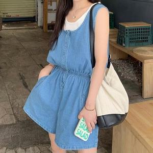 [XBFG50K4]민소매 점프수트 데일리 캐주얼룩 숏팬츠