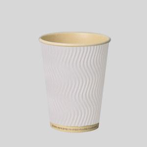 주문제작 친환경 3중 단열 웨이브 종이컵 대나무 PLA 모던 화이트 13oz 1박스 500개