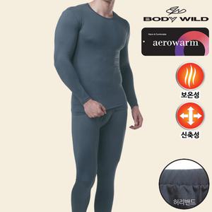 [바디와일드]에어로웜 슬림핏 베이직2호 남성 상하1세트-그레이