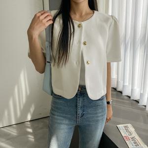 [시크릿라벨] 퍼프소매노카라트위드자켓