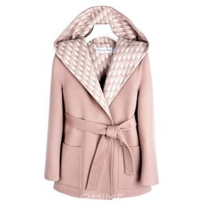 (국내당일출고) 코트 여성 후드 WOOL 리버서블 오블리크 핑크베이지