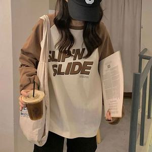 여성가을티셔츠 레터링 오버핏 포인트 티셔츠 홈웨어