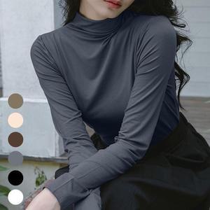 [BZJKRUOQ_4B]여성 하프넥 반목 티셔츠 목폴라 긴팔티셔츠
