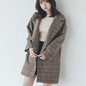 [오노마] ONM 여성 체크 모직 자켓 하프기장 루즈핏 간절기 아우터