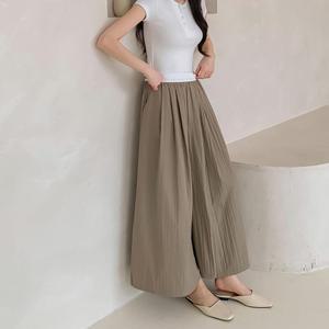 바스락 a라인 밴딩 빅사이즈 큐롯팬츠 발목슬랙스