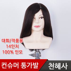천혜사 상반신 14인치 마네킹 MDW-SC14 인모100% 통가발