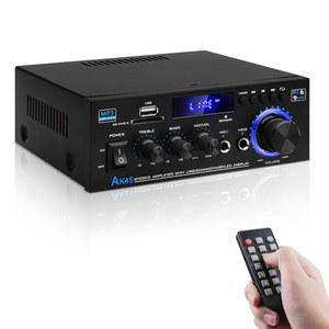 오디오 앰프 리시버-AK45 블루투스 5.0 하이파이 스테레오 미니 파워 RMS 40W x 최대 2.400W 2.0 채널 홈 시어터 부품 스피커 W /MIC,USB,RCA,FM 라디오