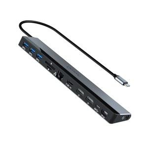 USB C 도킹 스테이션 듀얼 모니터: HDMI 4K@30HZ, 4*USB, C, 오디오, 이더넷, SD /TF, PD 100W, 썬더볼트 3 | 애플제품 호환 PRO AIR, HP, DELL, LENOVO, Acer호환 U2026용 새로운 Q 12 IN 1 허브