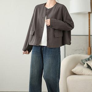 [드레스허그]쿠넥 루즈핏 간절기 크롭 자켓 2color