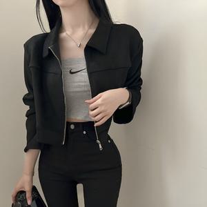 고퀄리티 스웨이드 데일리 크롭 집업 자켓