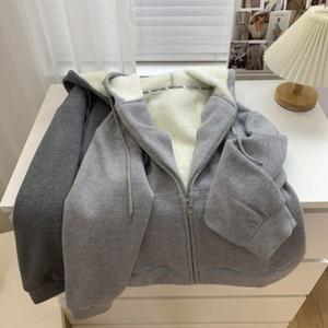 겨울 양털 데일리 여성 기모안감 보온 후드집업 부드