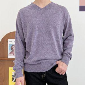 남자 오버핏 캐시미어 심플 무지 브이넥 니트 OC-KNA-SWFGHO29
