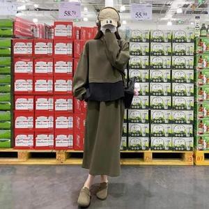[BZJKFU1F_4B]투피스 세트 미니 데님 여성 롱스커트 롱