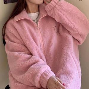 [IXHJ8QDC_4B]데일리 후리스 집업 뽀글이 양털 점퍼 핑크