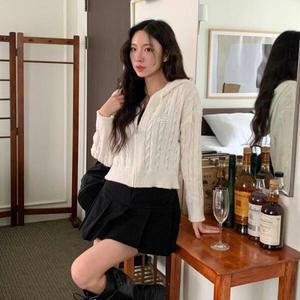 아트박스/신상오픈런 크롭후드집업 꽈배기가디건 딱붙 피셔니트